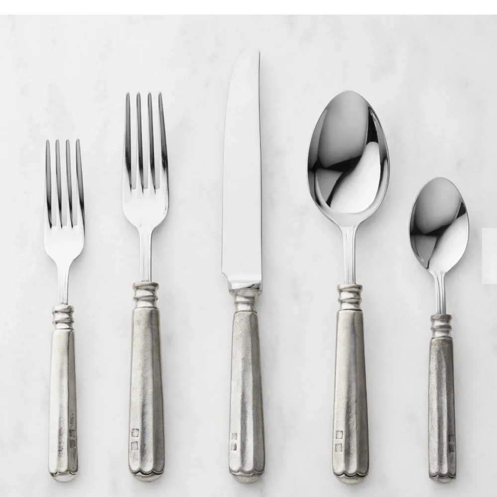 Williams Sonoma Alton Valpeltro Pewter & Stainless Flatware (1) place setting